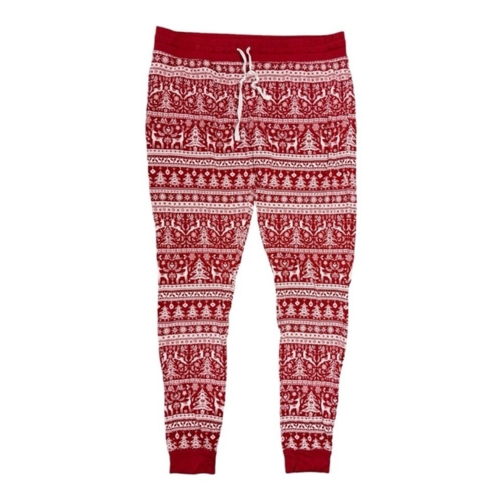 Little Sleepies Reindeer Cheer Red Christmas Pajama Bottoms large